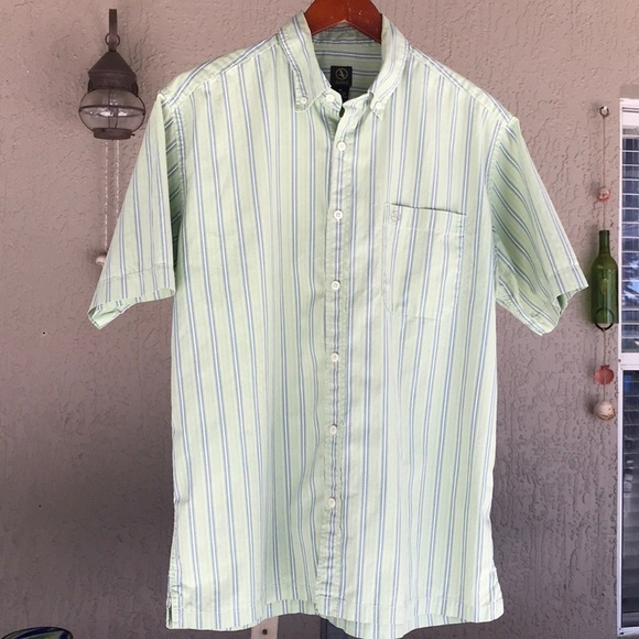 Aigle Stripe Print Short Sleeve Collared Button Down Shirt - Picture 2 of 8